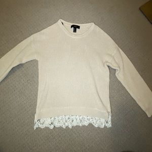 Beige sweater with lace detail